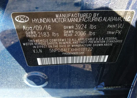 2017 Hyundai Elantra Se from USA, damaged, VIN 5NPD84LFXHH118122